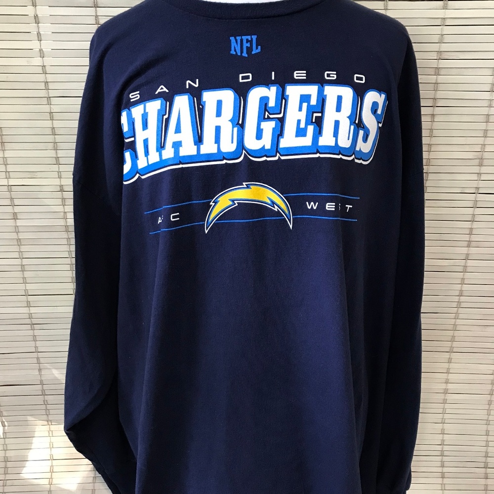 San Diego Chargers 2XL Football LS T-Shirt Navy Lightning Sports NFL Team